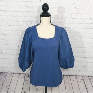 Lauren Conrad Blue Bell Sleeve Blouse Size S
